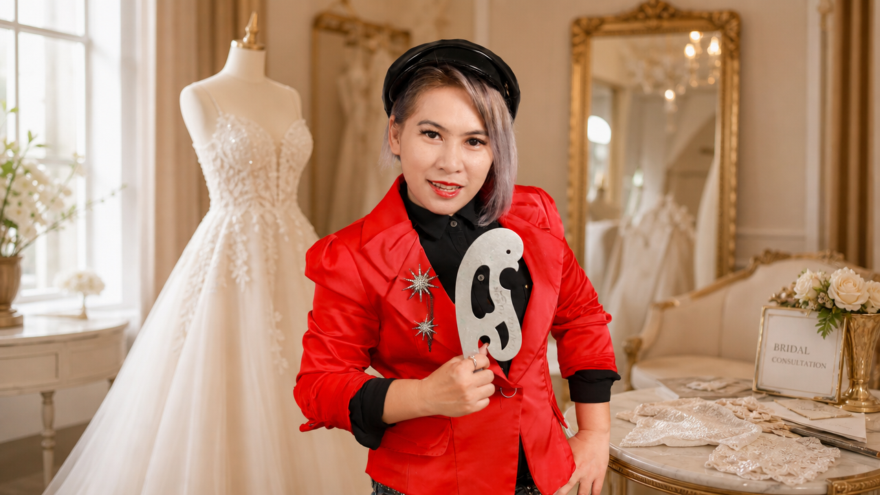 Woon Khiaozen assessing rare and delicate materials, Mallika Thaidress